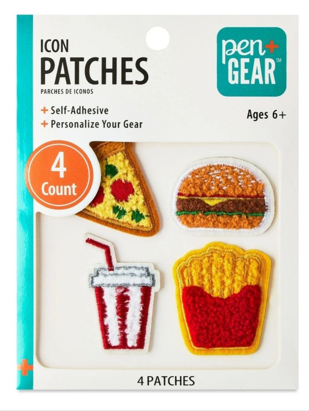 NEW Pen+Gear Icon Embroidered Chenille Fabric Patch - Fast Food - 32 Count